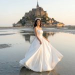 Satin Bridal Gown Wedding Dress Large Bow Back Elegant Bride Dress With Train