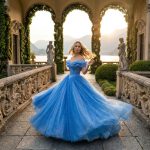 Blue Ball Gown Wedding Dress Off Shoulder Sequin Bridal Gown Princess Bride Dress Long Train