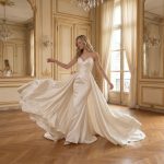 Satin Mermaid Wedding Dress Detachable Train Bridal Gown Elegant Bride Dress