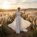 Vintage Boho Wedding Dress Lace Cap Sleeve Bridal Gown Chiffon Beach Bride Dress