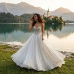 French Style Princess Wedding Dress Strapless Bridal Gown Open Back Elegant Bride Dress